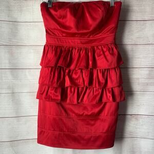 Ruby Rox Red Tiered Mini Dress Strapless Formal Cocktail Size 6